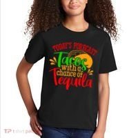 Today's Forecast Tacos With A Chance Of Tequila Funny Taco Kids T-Shirt thumb 2