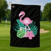 Tropical Flamingo Golf Towel thumb 1