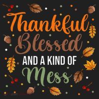 Thanksgiving Fall Thankful Blessed and Kind of A Mess Golf Towel thumb 3