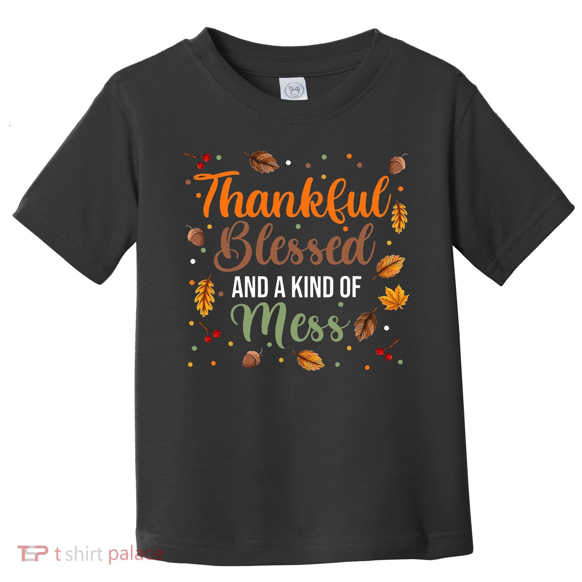 Thanksgiving Fall Thankful Blessed and Kind of A Mess Toddler T-Shirt