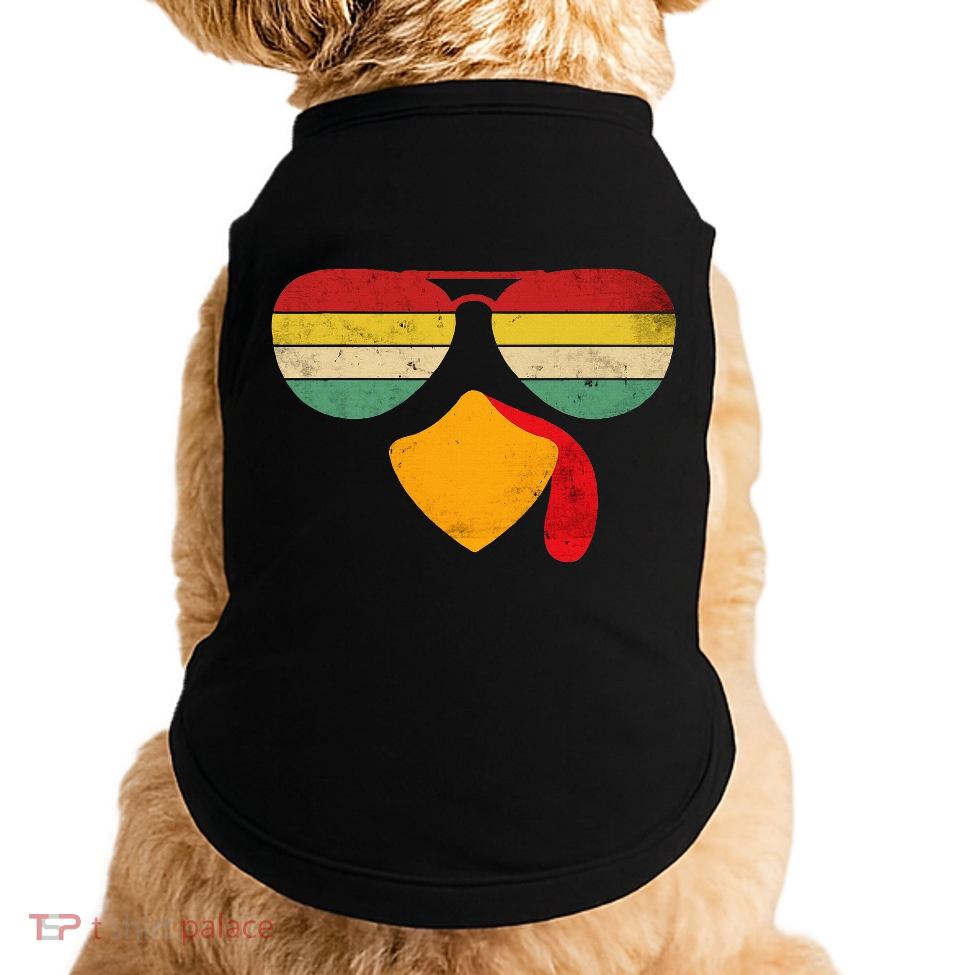 Turkey Face Thanksgiving Sunglasses Doggie Tank