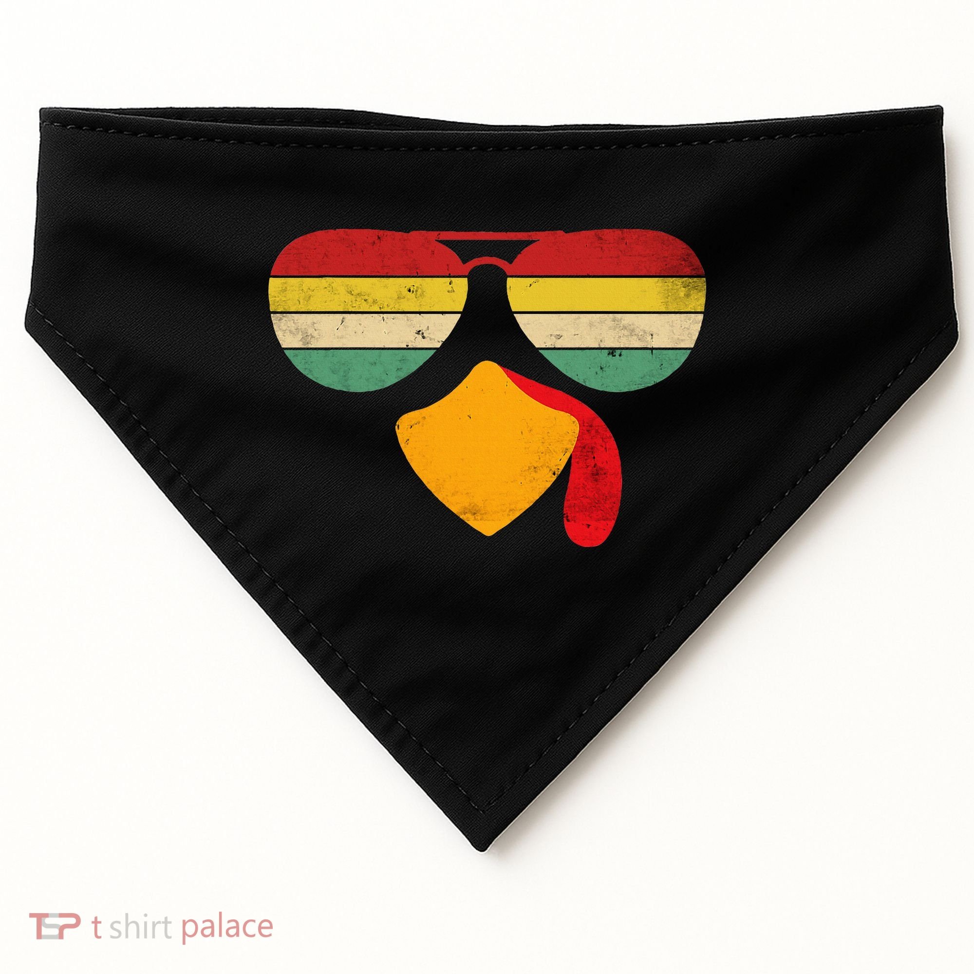 Turkey Face Thanksgiving Sunglasses USA-Made Doggie Bandana