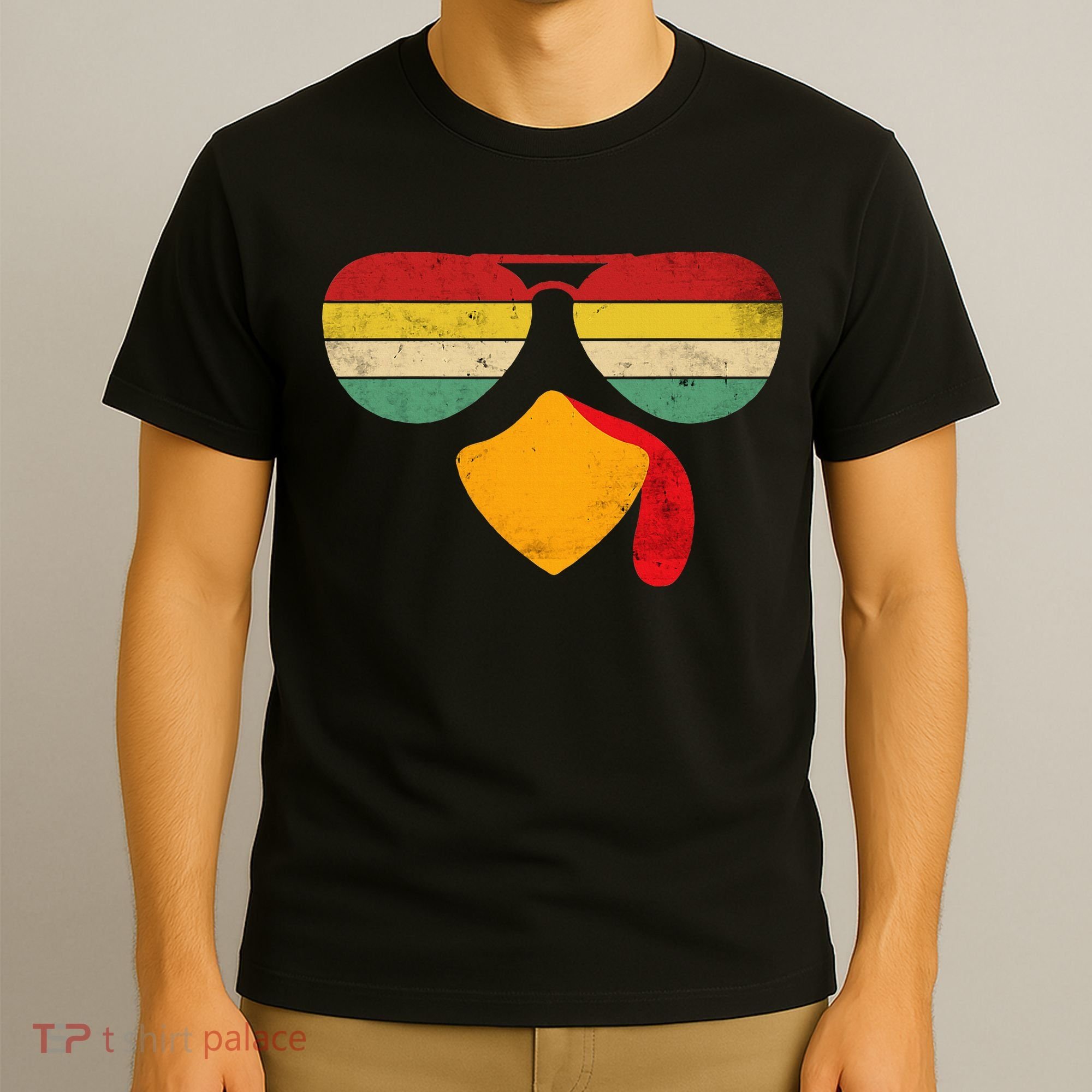 Turkey Face Thanksgiving Sunglasses T-Shirt