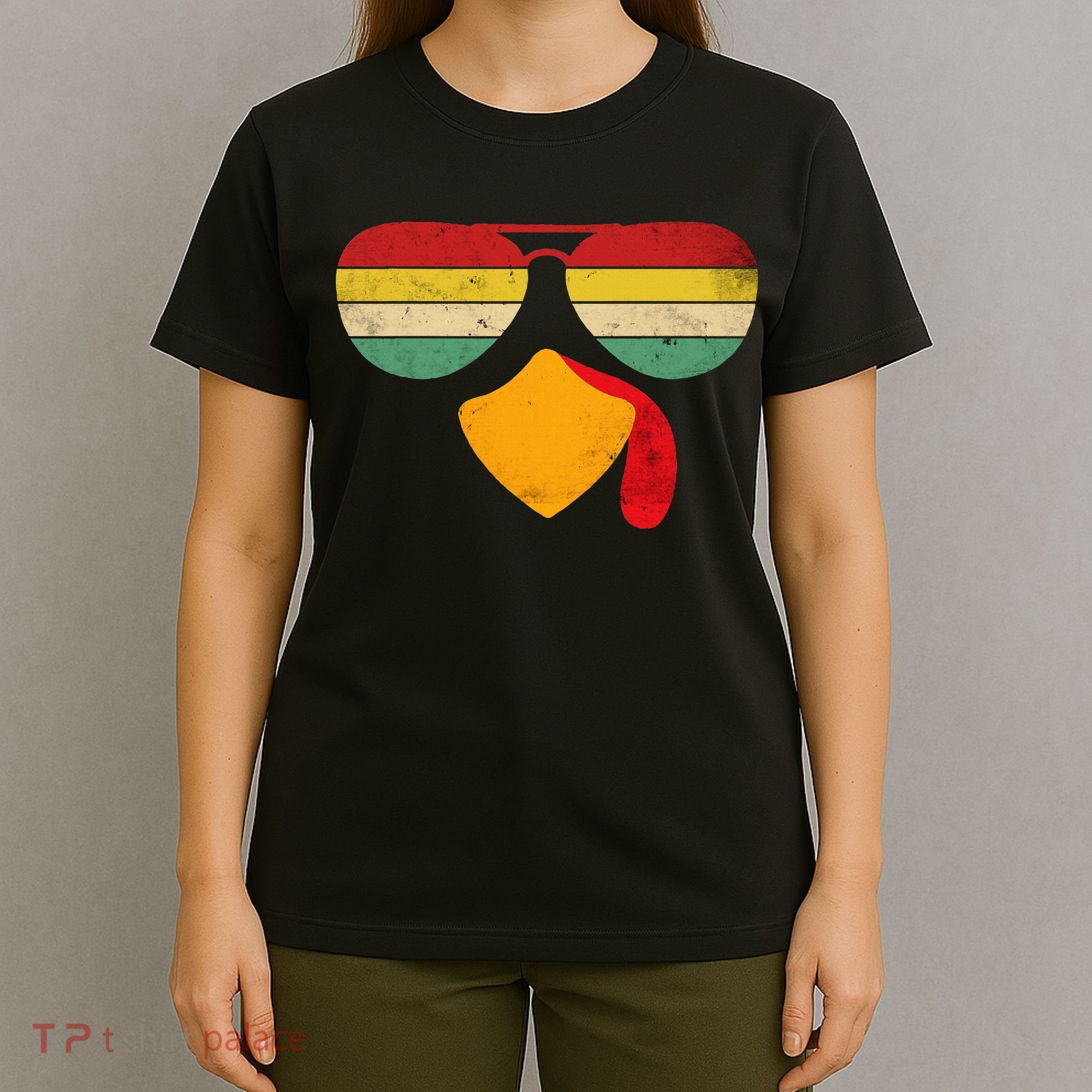 Turkey Face Thanksgiving Sunglasses T-Shirt