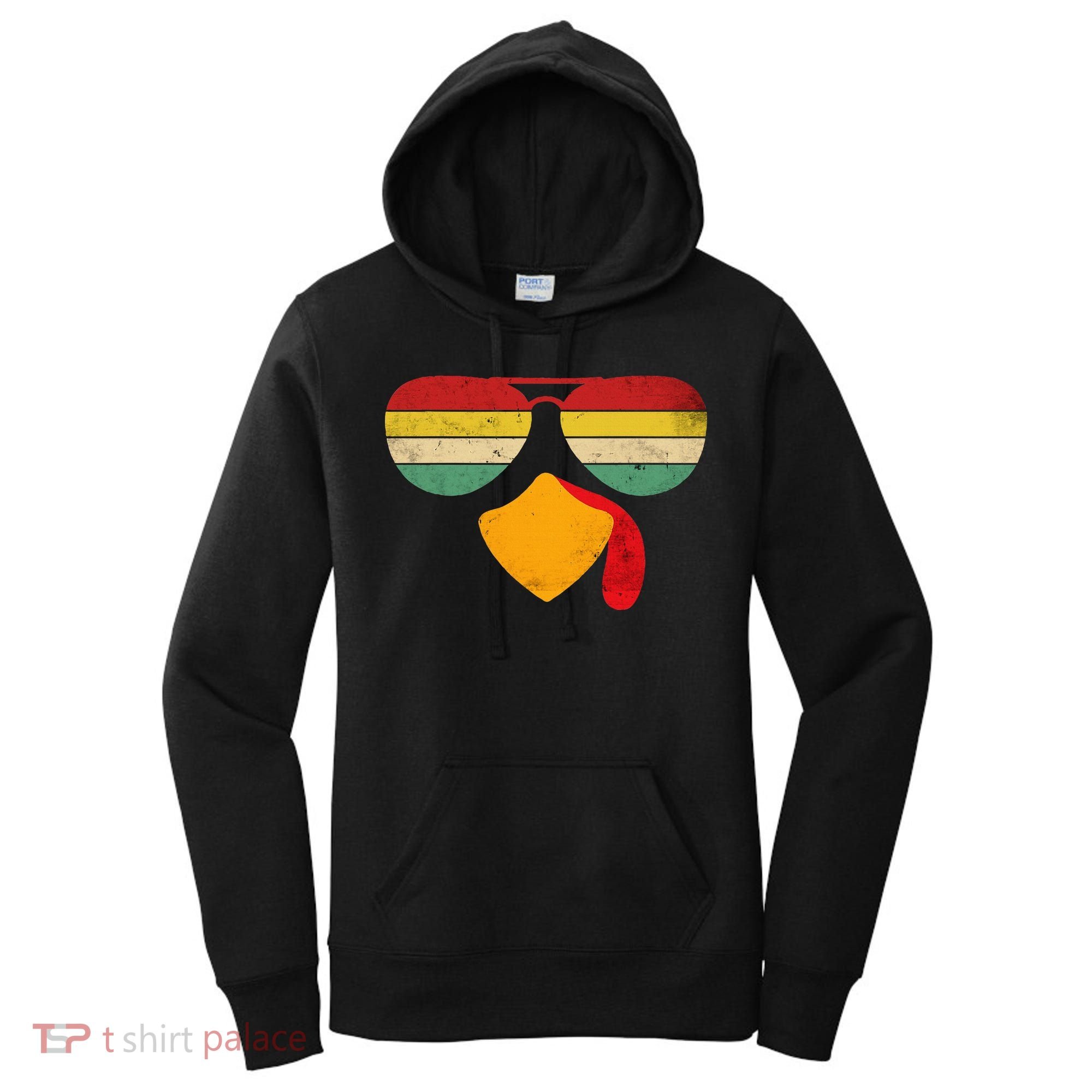 Turkey Face Thanksgiving Sunglasses Women's Hoodie