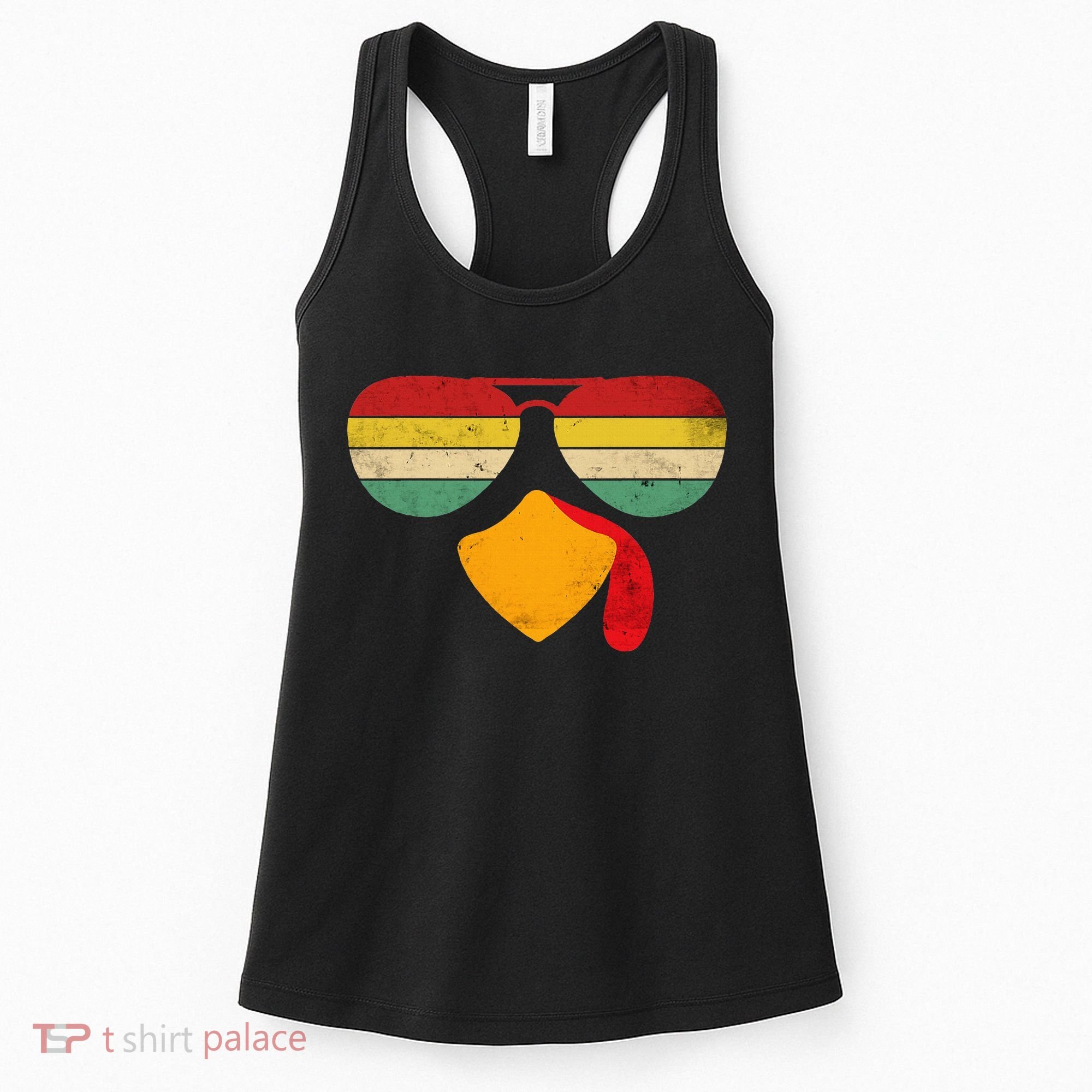 Turkey Face Thanksgiving Sunglasses Women's Tank Top