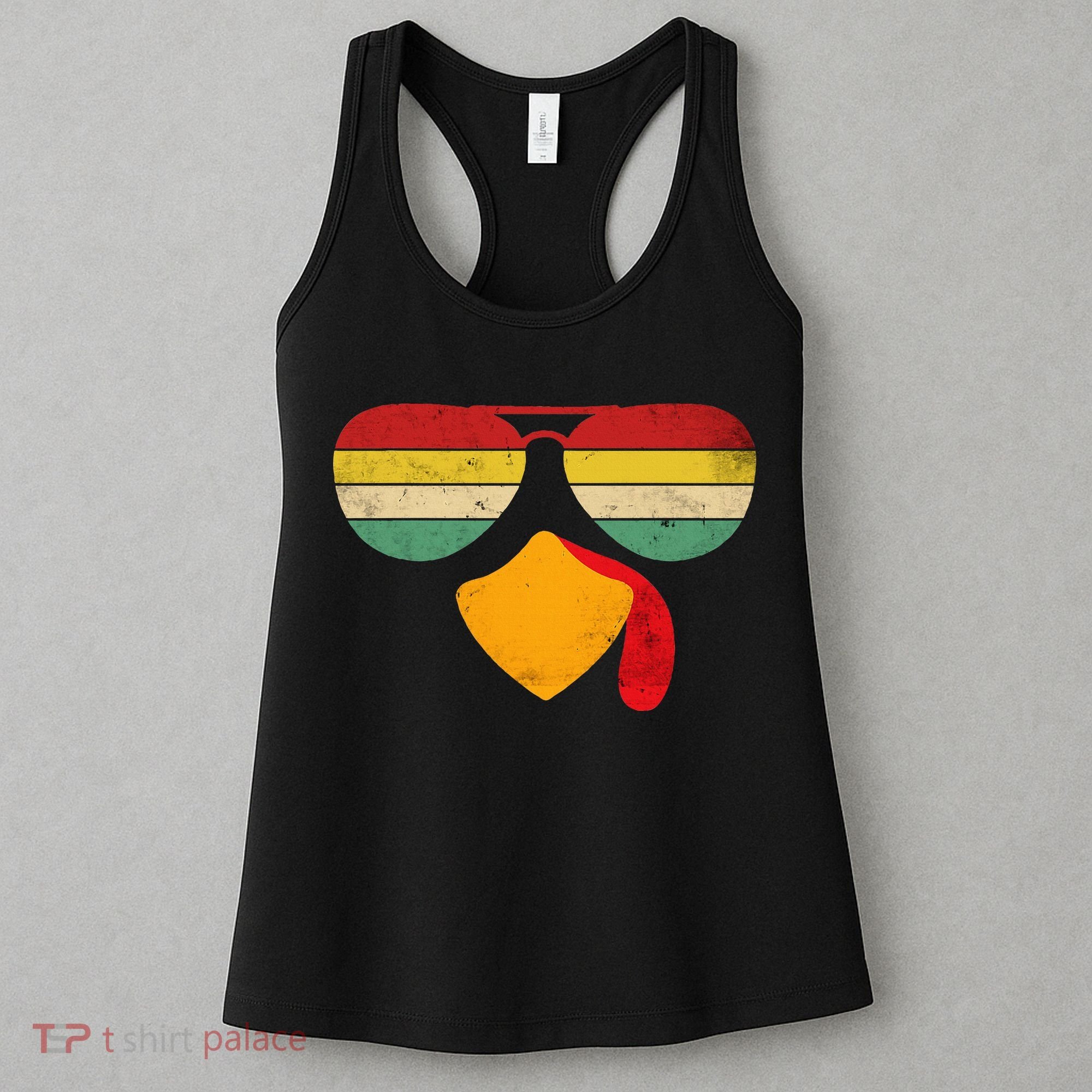 Turkey Face Thanksgiving Sunglasses Women's Tank Top