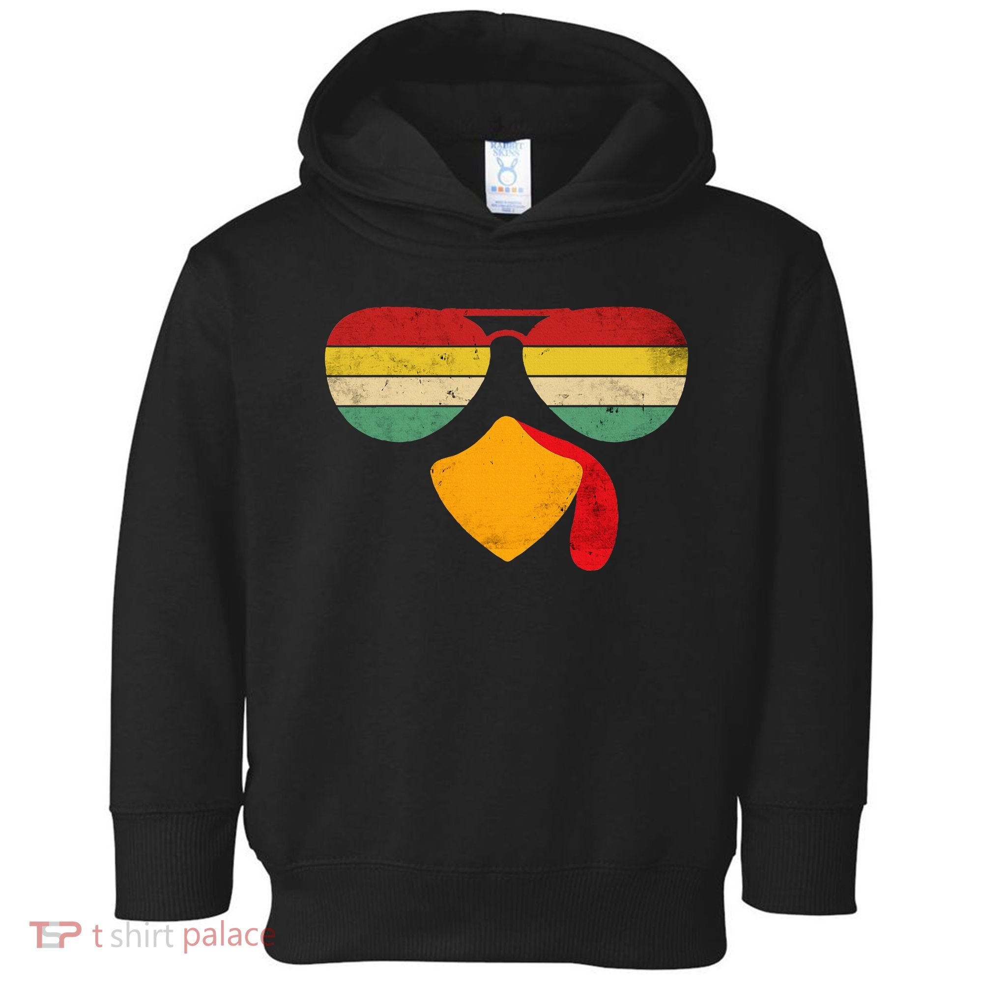 Turkey Face Thanksgiving Sunglasses Toddler Hoodie