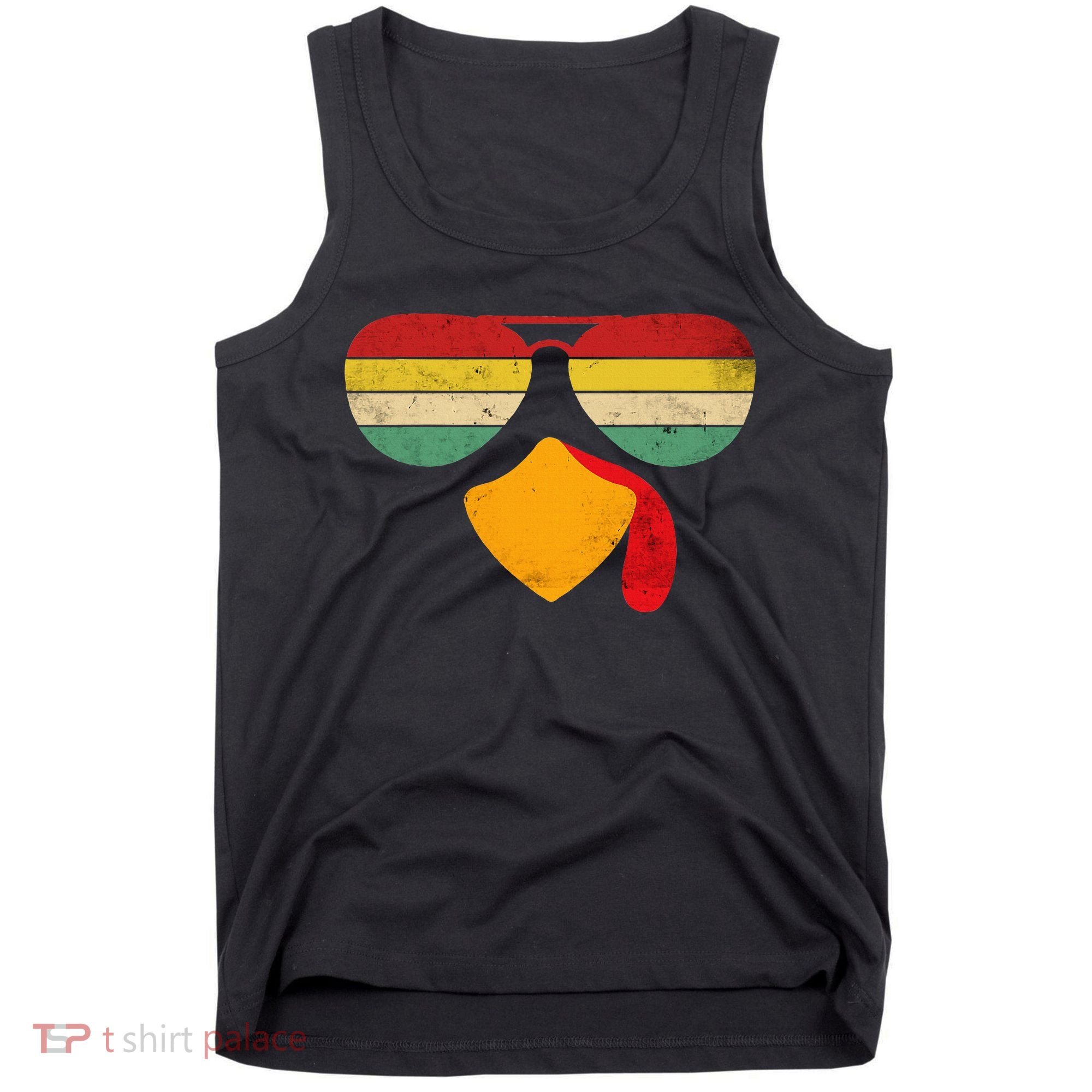 Turkey Face Thanksgiving Sunglasses Tank Top