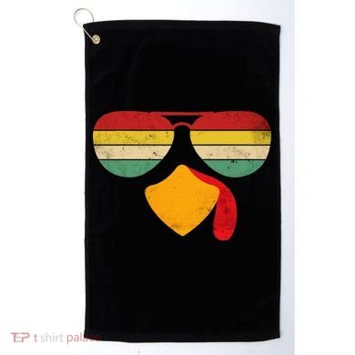 Turkey Face Thanksgiving Sunglasses Golf Towel