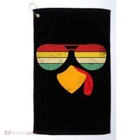 Turkey Face Thanksgiving Sunglasses Golf Towel thumb 0
