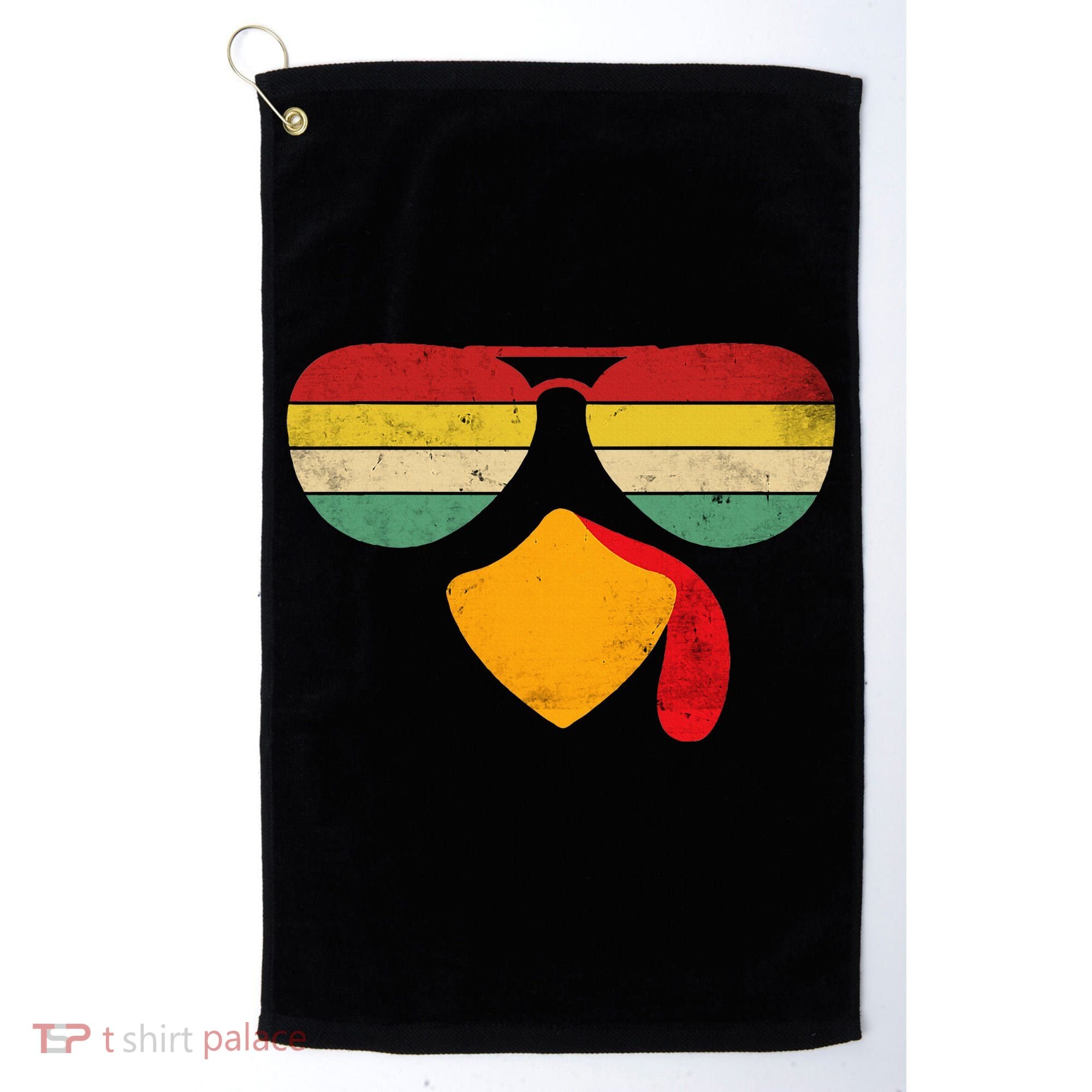 Turkey Face Thanksgiving Sunglasses Golf Towel