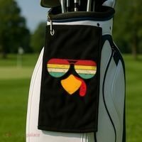 Turkey Face Thanksgiving Sunglasses Golf Towel thumb 2