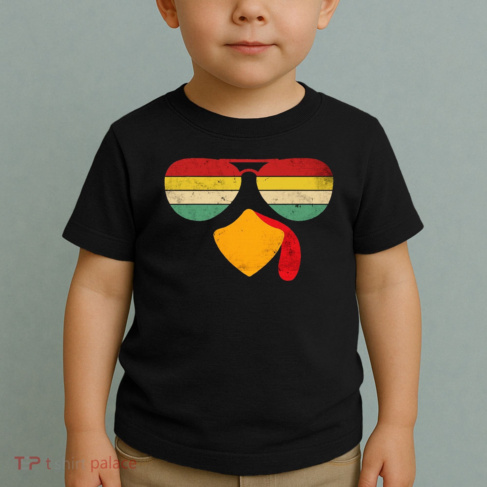 Turkey Face Thanksgiving Sunglasses Toddler T-Shirt