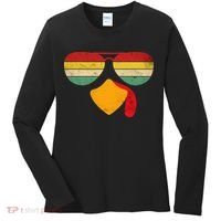 Turkey Face Thanksgiving Sunglasses Women's Long Sleeve Shirt thumb 0