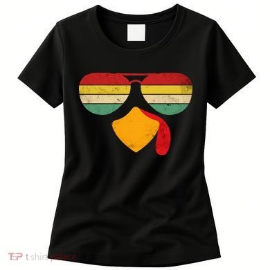 Turkey Face Thanksgiving Sunglasses Women's T-Shirt