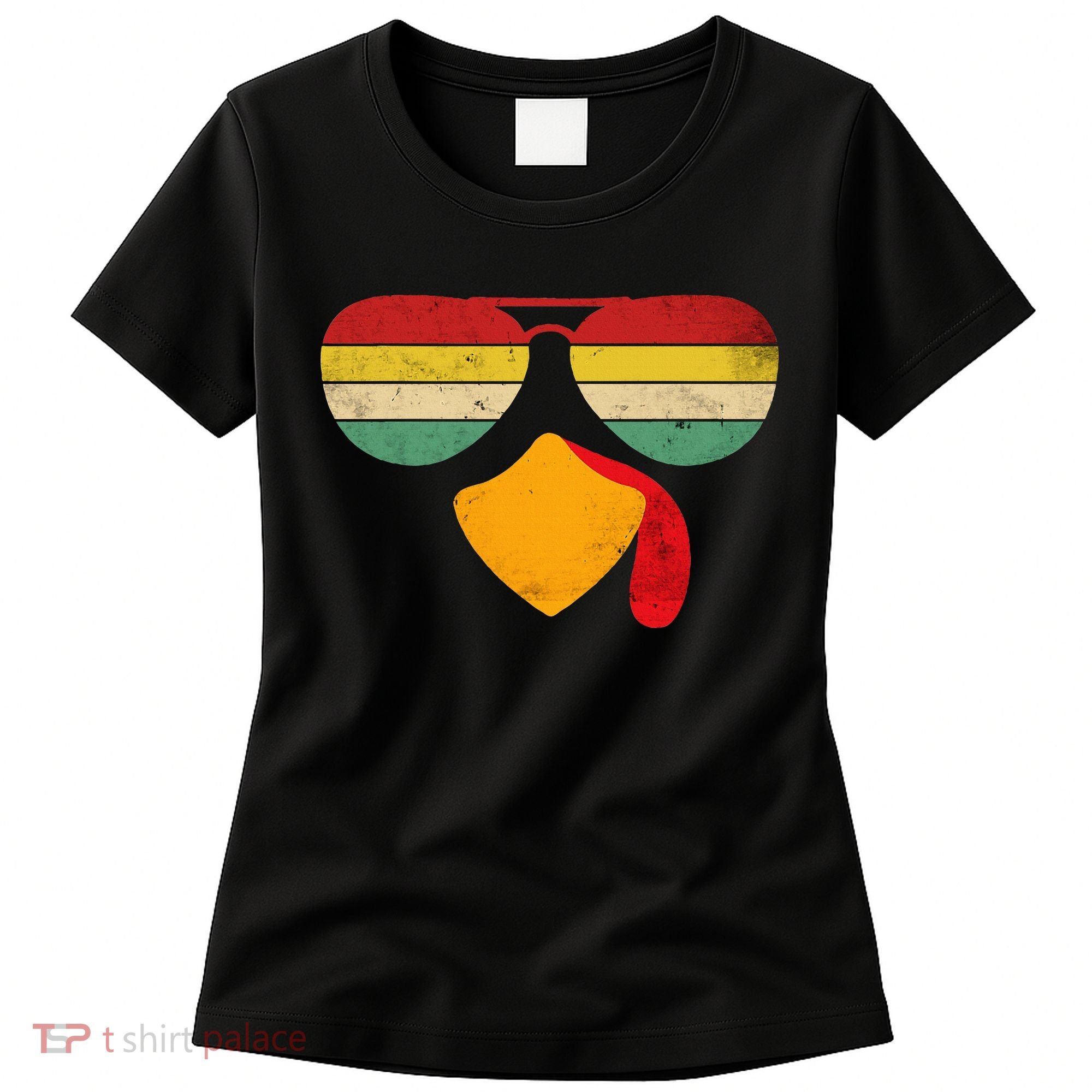 Turkey Face Thanksgiving Sunglasses Women's T-Shirt