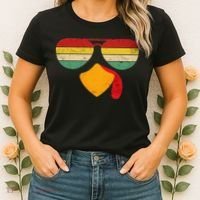 Turkey Face Thanksgiving Sunglasses Women's T-Shirt thumb 2