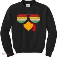Turkey Face Thanksgiving Sunglasses Kids Sweatshirt thumb 0
