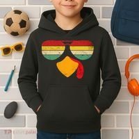 Turkey Face Thanksgiving Sunglasses Kids Hoodie thumb 2