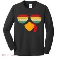 Turkey Face Thanksgiving Sunglasses Kids Long Sleeve Shirt thumb 0