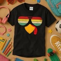 Turkey Face Thanksgiving Sunglasses Kids T-Shirt thumb 3
