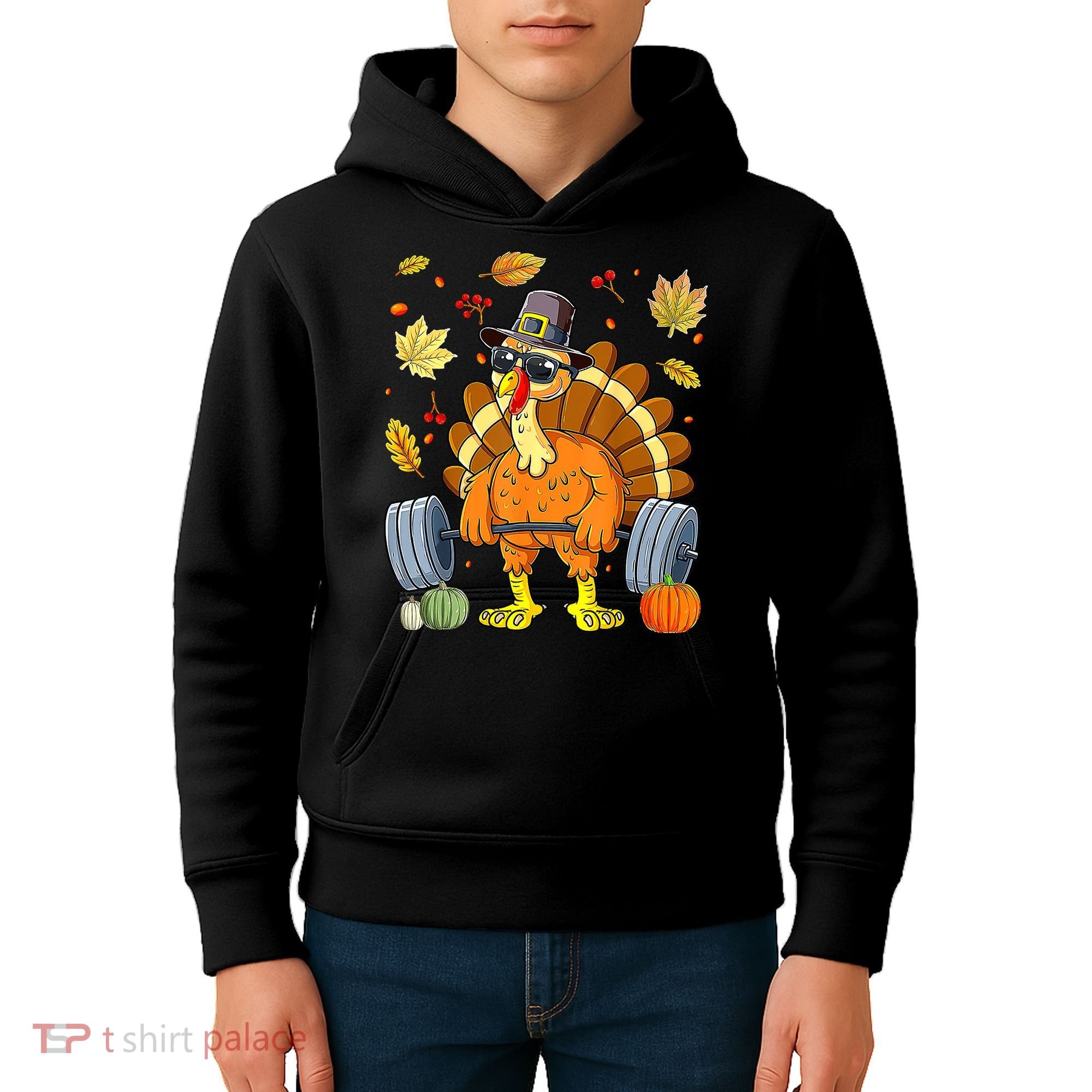 Turkey Fitness Thanksgiving Day Kids Hoodie