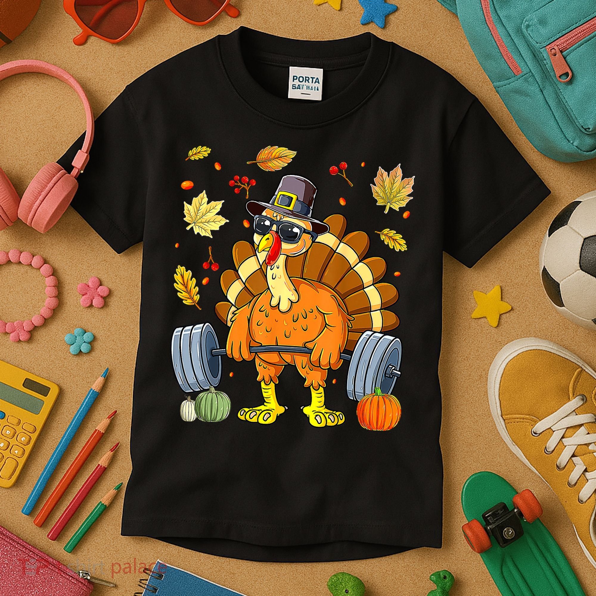 Turkey Fitness Thanksgiving Day Kids T-Shirt