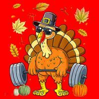 Turkey Fitness Thanksgiving Day Santa Hat thumb 1