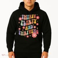 Thirty Flirty & Thriving Groovy 30th Birthday Retro 30 Years Hoodie thumb 2