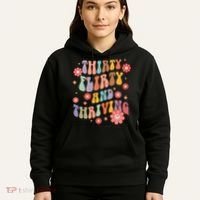 Thirty Flirty & Thriving Groovy 30th Birthday Retro 30 Years Hoodie thumb 5