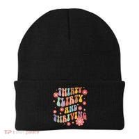 Thirty Flirty & Thriving Groovy 30th Birthday Retro 30 Years Beanie thumb 0