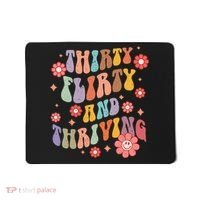 Thirty Flirty & Thriving Groovy 30th Birthday Retro 30 Years Mousepad thumb 0