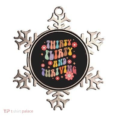 Thirty Flirty & Thriving Groovy 30th Birthday Retro 30 Years Ornament