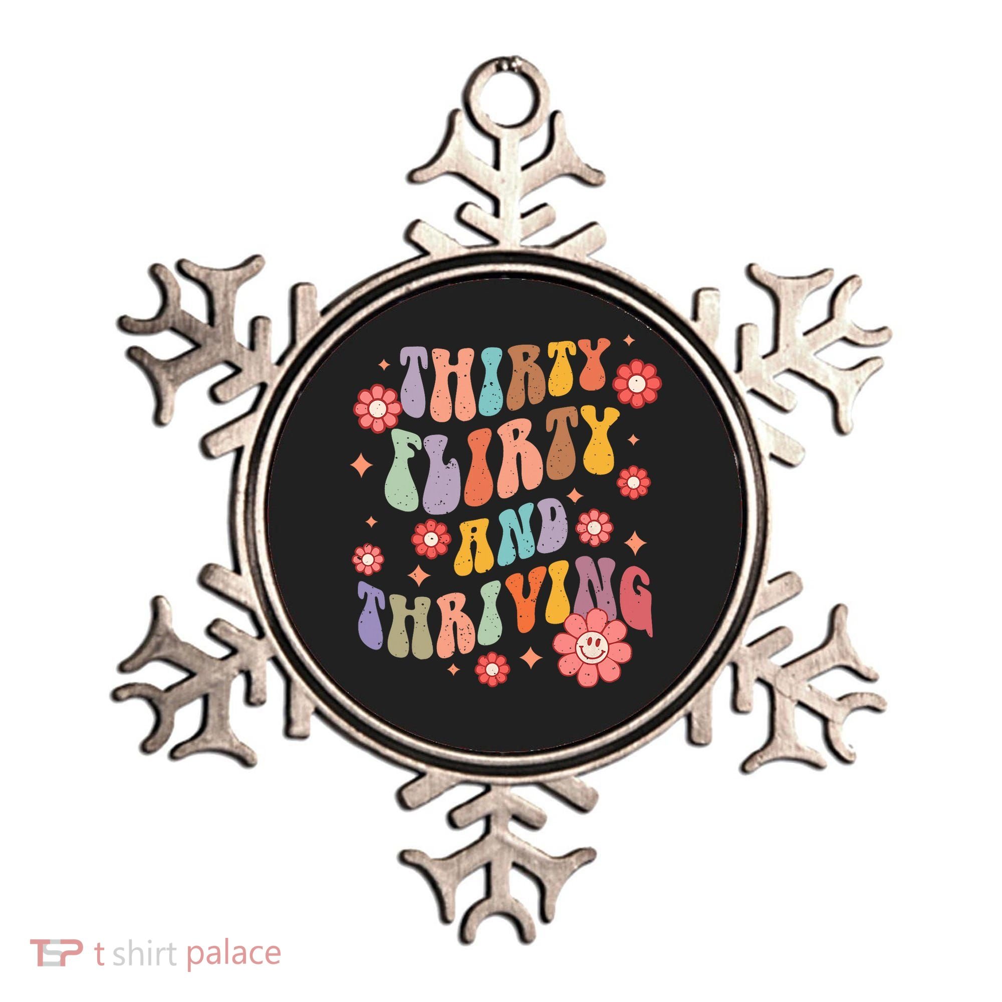 Thirty Flirty & Thriving Groovy 30th Birthday Retro 30 Years Ornament