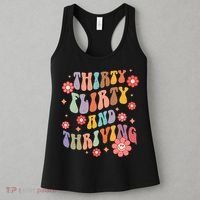 Thirty Flirty & Thriving Groovy 30th Birthday Retro 30 Years Women's Tank Top thumb 3