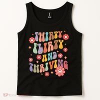 Thirty Flirty & Thriving Groovy 30th Birthday Retro 30 Years Tank Top thumb 2