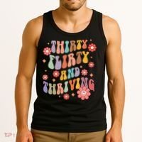 Thirty Flirty & Thriving Groovy 30th Birthday Retro 30 Years Tank Top thumb 3