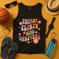 Thirty Flirty & Thriving Groovy 30th Birthday Retro 30 Years Tank Top thumb 4