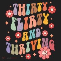 Thirty Flirty & Thriving Groovy 30th Birthday Retro 30 Years Golf Towel thumb 3