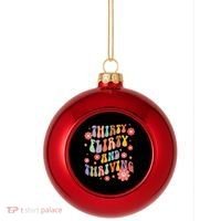 Thirty Flirty & Thriving Groovy 30th Birthday Retro 30 Years Plastic Christmas Ball Ornament thumb 0