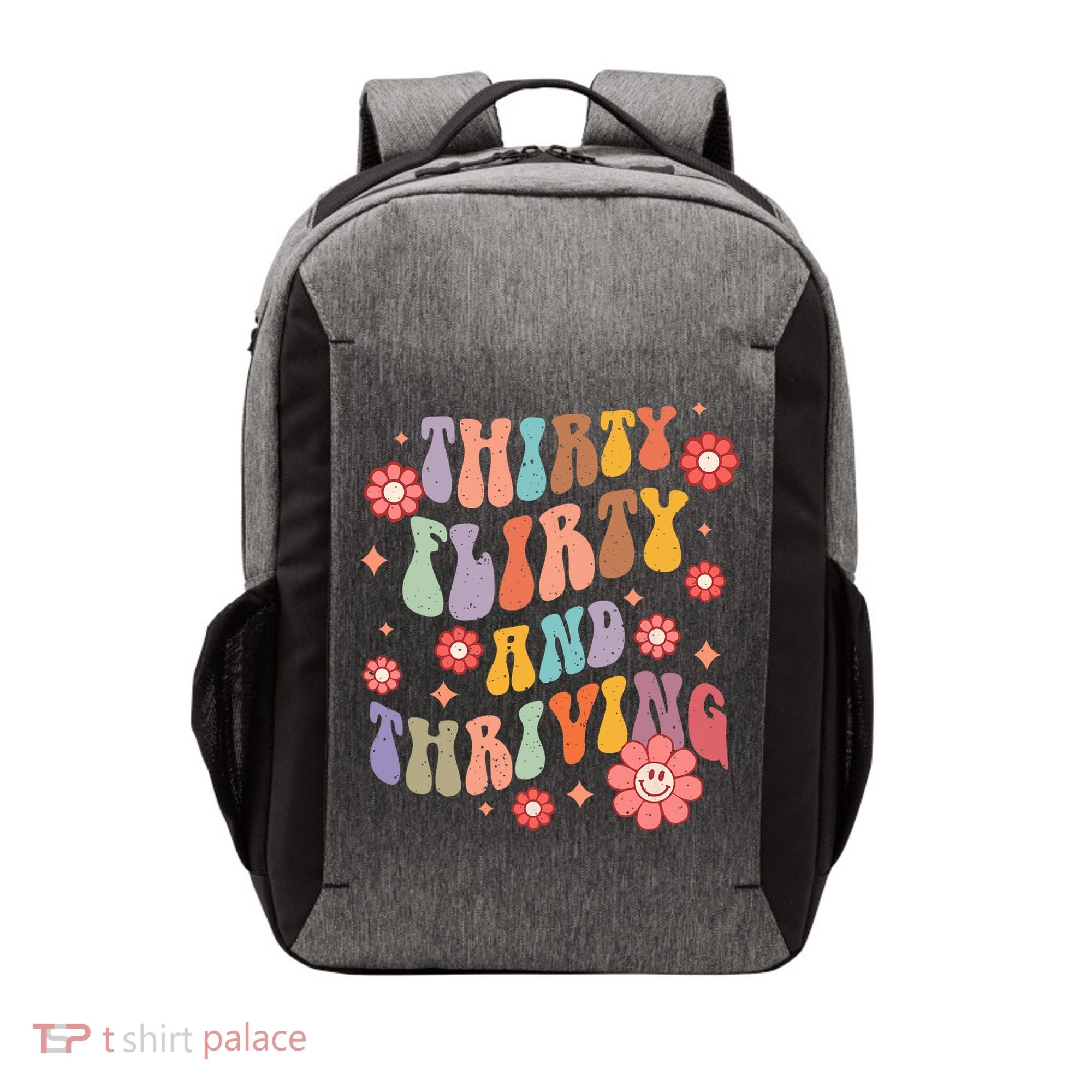 Thirty Flirty & Thriving Groovy 30th Birthday Retro 30 Years Vector Backpack