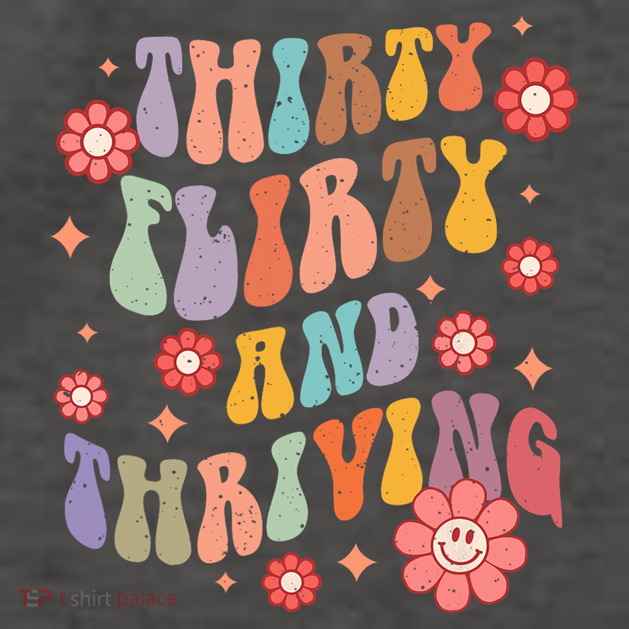 Thirty Flirty & Thriving Groovy 30th Birthday Retro 30 Years Vector Backpack