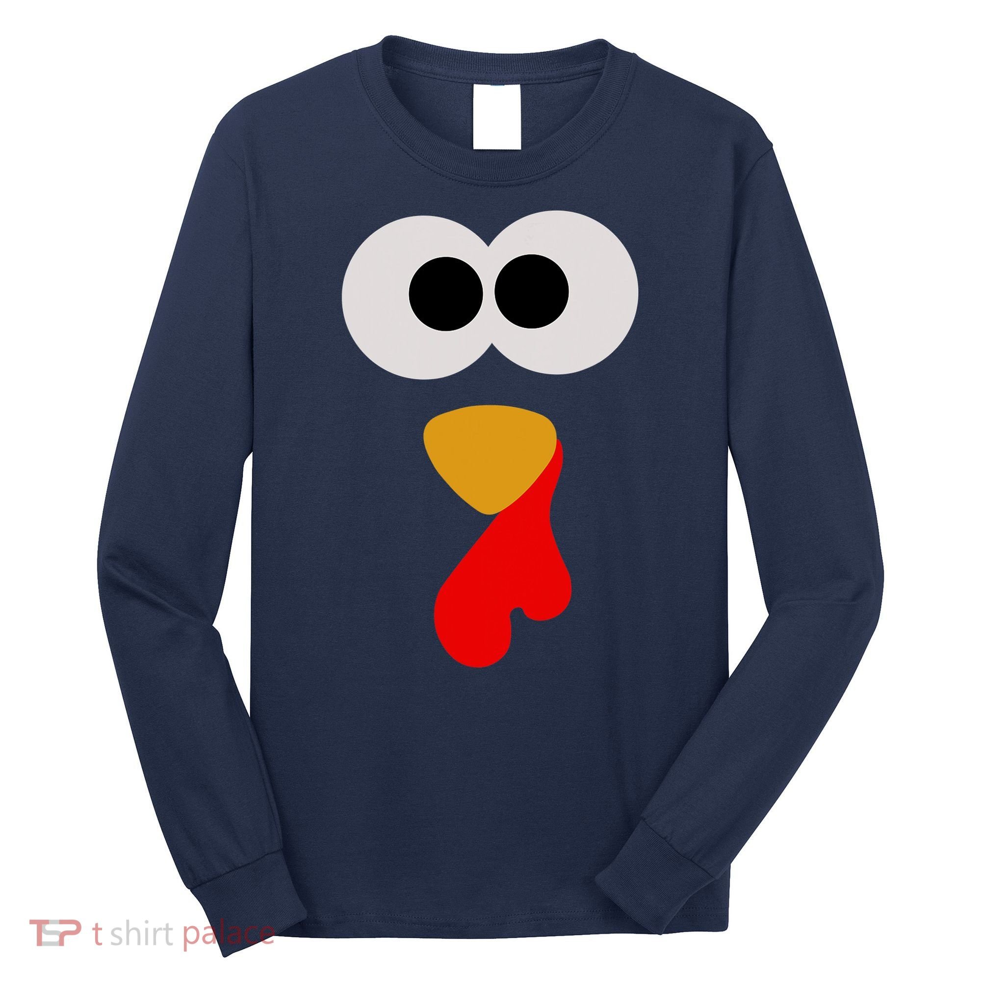Turkey Face Thanksgiving Matching Family Costume Autumn Long Sleeve Shirt