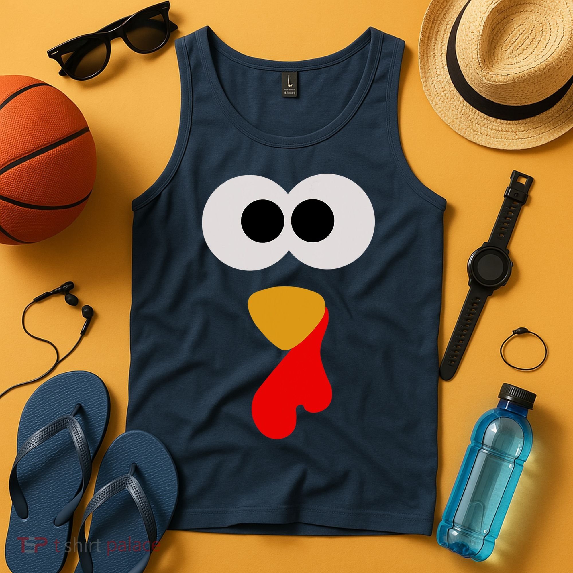 Turkey Face Thanksgiving Matching Family Costume Autumn Tank Top