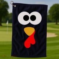Turkey Face Thanksgiving Matching Family Costume Autumn Golf Towel thumb 1