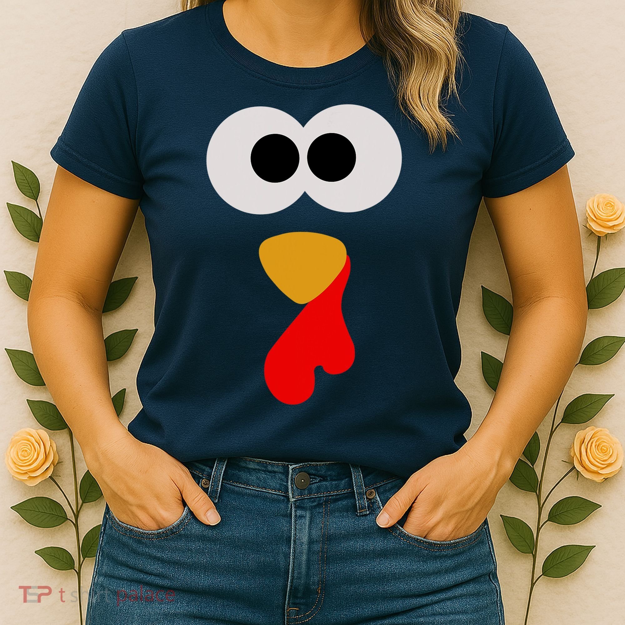 Turkey Face Thanksgiving Matching Family Costume Autumn Women's T-Shirt