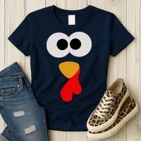 Turkey Face Thanksgiving Matching Family Costume Autumn Women's T-Shirt thumb 3