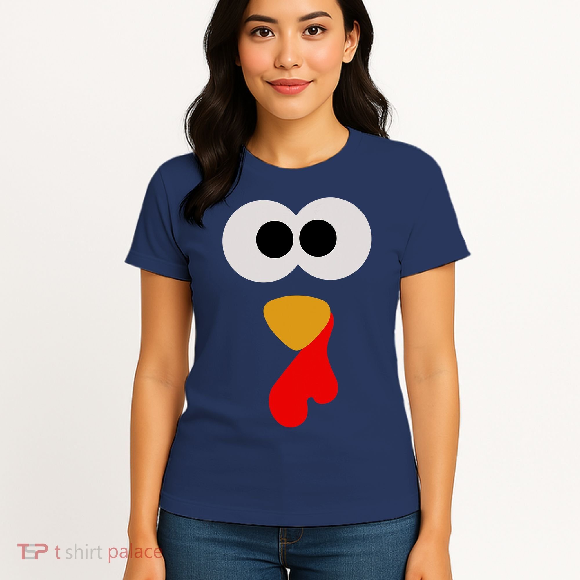 Turkey Face Thanksgiving Matching Family Costume Autumn Women's T-Shirt