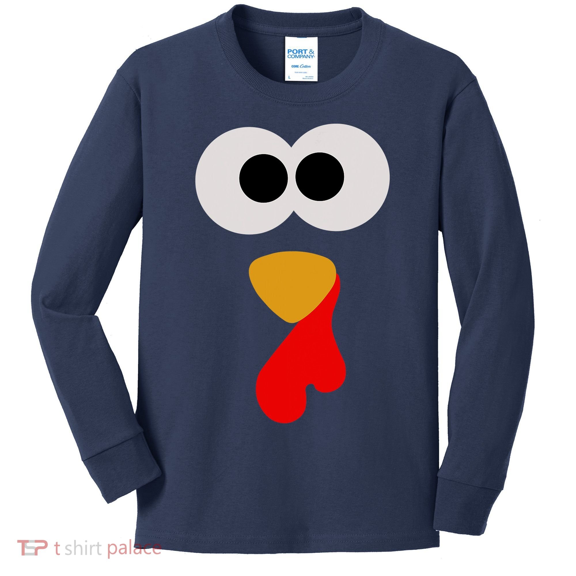 Turkey Face Thanksgiving Matching Family Costume Autumn Kids Long Sleeve Shirt